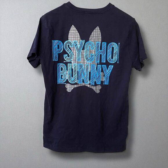NWT Psycho Bunny Depoe Bunny Back Graphic Tee  Mens Small Navy - Picture 1 of 7